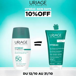 Uriage Hyséac 3-Regul+ SPF50+ Soin Global Anti-Imperfections 50 ml = Hyséac Gel Nettoyant 50 ml Offert